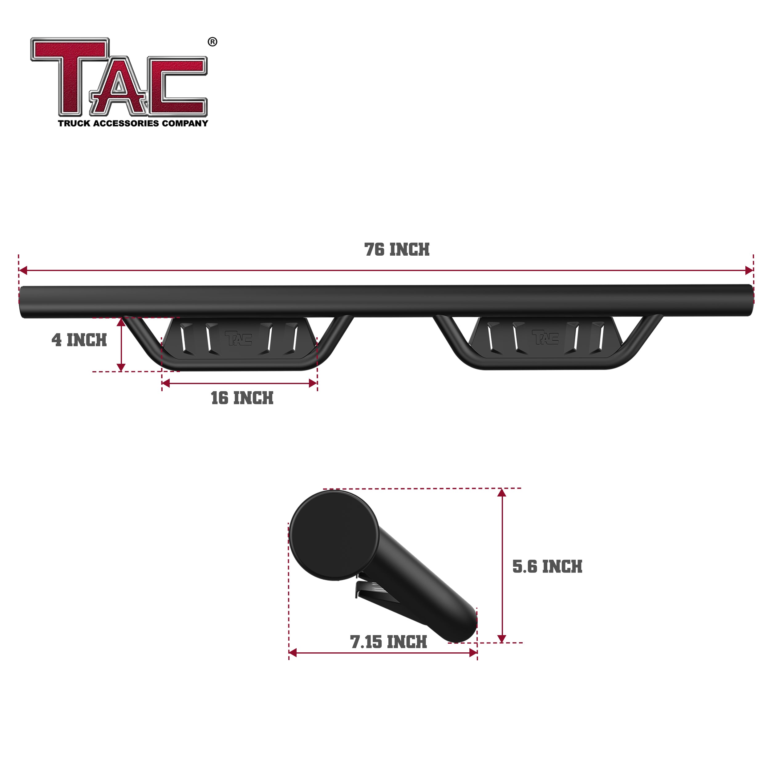 Fits 2015-2025 Chevy Colorado/GMC Canyon Crew Cab| Running Boards| Side Steps| Nerf Bars| 4" Drop| Tubular Style| Fine Texture Black