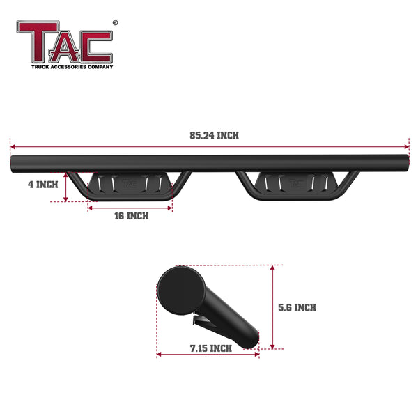 Fits 2020-2024 Jeep Gladiator JT| Running Boards| Side Steps| Nerf Bars| 4" Drop| Tubular Style| Fine Texture Black