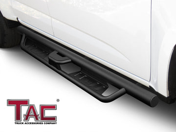 TAC EHD Two-Stair Drop Steps Running Boards Compatible With 2015-2026 Chevy Colorado/GMC Canyon Crew Cab| Side Steps| Nerf Bars| Step Rails| Rocker Slider| Pickup Truck Exterior Accessories|  4" Drop| Carbon Steel| Fine Texture Black (2 PCS) - 0