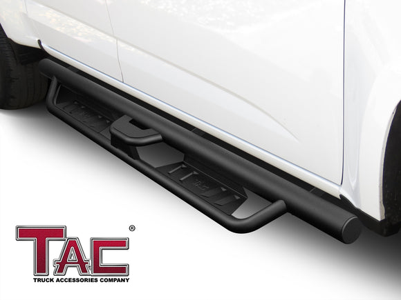 TAC EHD Two-Stair Drop Steps Running Boards Compatible With 2015-2025 Chevy Colorado/GMC Canyon Crew Cab| Side Steps| Nerf Bars| Step Rails| Rocker Slider| Pickup Truck Exterior Accessories|  4" Drop| Carbon Steel| Fine Texture Black (2 PCS)