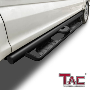 TAC EHD Two-Stair Drop Steps Running Boards Compatible With 2015-2026 Ford F150 Supercrew Cab| 2022-2026 Ford F150 Lightning EV Supercrew Cab|2017-2026 F250/F350/F450/F550 Crew Cab | Side Steps| Nerf Bars| Step Rails| Rocker Slider|  4" Drop (2 PCS) - 0