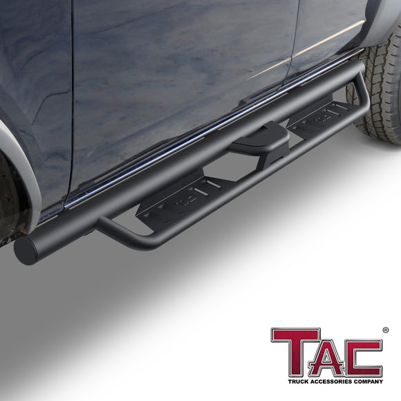TAC EHD Two-Stair Drop Steps Running Boards Compatible With 2021-2025 Ford Bronco 4 Door | Side Steps| Nerf Bars| Step Rails| Rocker Slider| Pickup Truck Exterior Accessories|  4" Drop| Carbon Steel| Fine Texture Black (2 PCS)