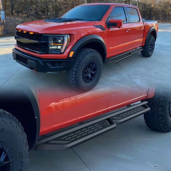 TAC Fort Running Boards Compatible with 2015-2026 Ford F150 Supercrew Cab| 2022-2026 F150 Lightning EV|2017-2026 Super Duty Crew Cab |Side Steps |Nerf Bars |Truck Accessories |Carbon Steel Black 2PCS