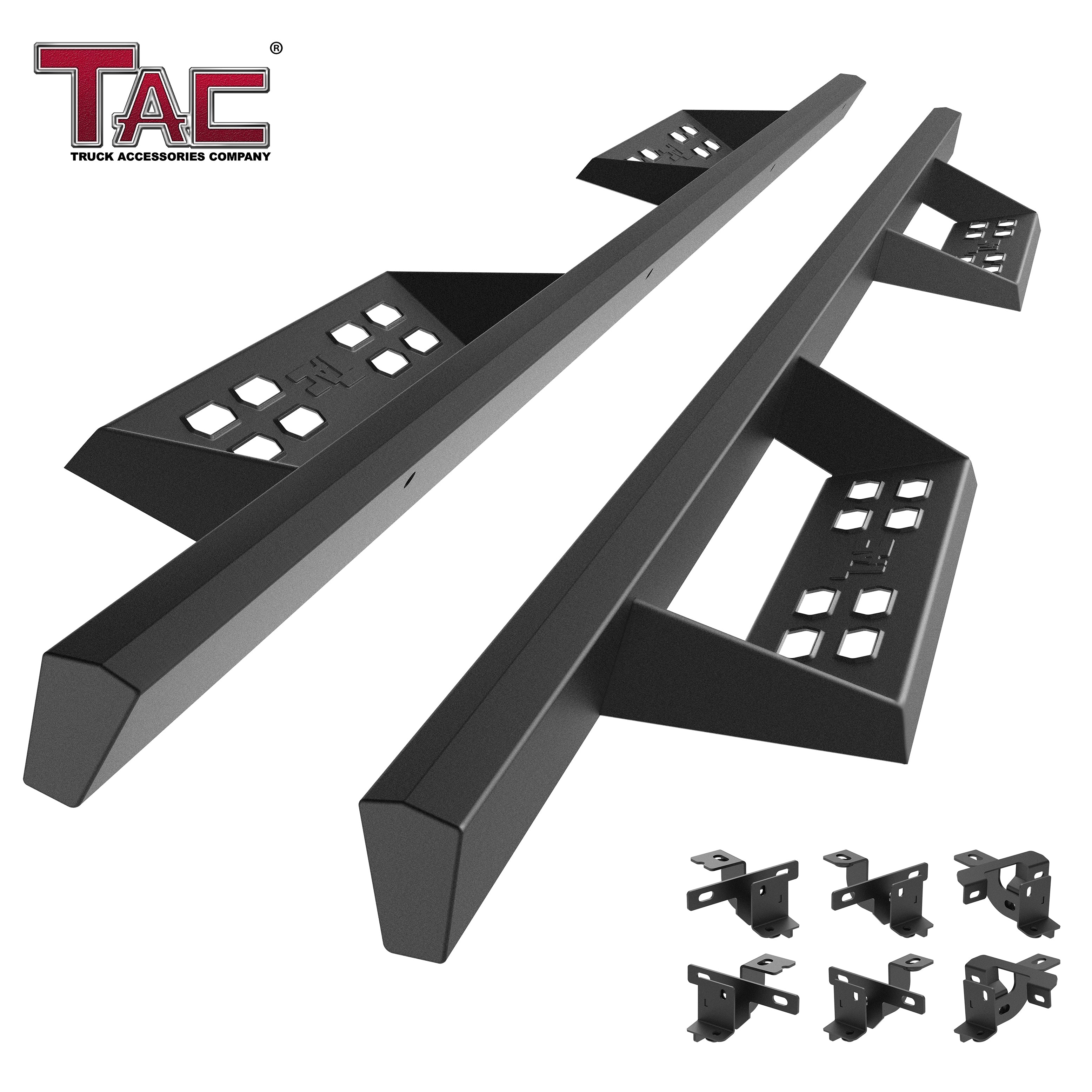 TAC Sniper Running Boards Fit 2018-2025 Jeep Wrangler JL 4 Door | 2021-2025 Wrangler JL 4xe Truck Pickup 4" Fine Texture Black Side Steps Nerf Bars 2pcs