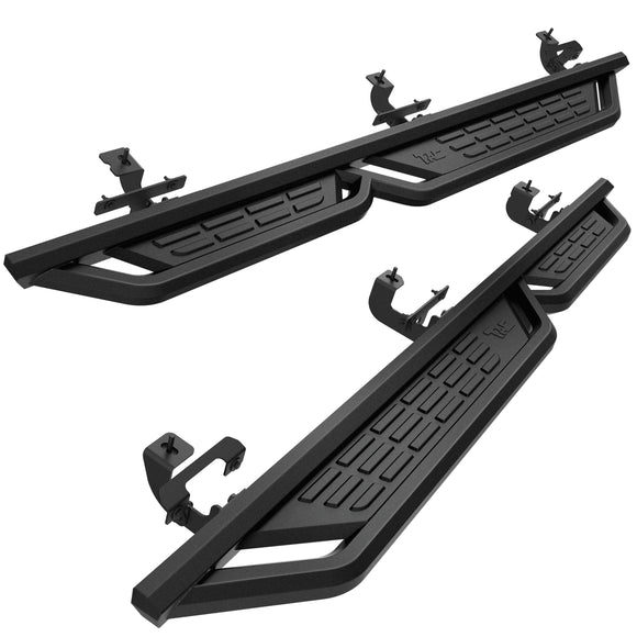 TAC Fort Running Boards Compatible with 2018-2026 Jeep Wrangler JL 4 Door|2021-2024 Wrangler JL 4xe |Side Steps |Nerf Bars |Automotive SUV Exterior Accessories |Carbon Steel Fine Texutre Black 2PCS