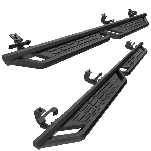 TAC Fort Running Boards Compatible with 2020-2026 Jeep Gladiator JT |Side Steps |Nerf Bars |Off-Road Pickup Truck Exterior Accessories |Carbon Steel Fine Texutre Black 2PCS