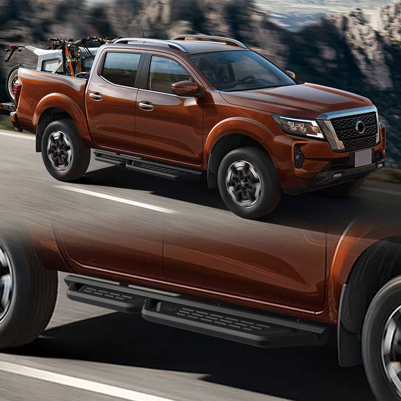 TAC Fort Running Boards Compatible with 2005-2026 Nissan Frontier Crew Cab |Side Steps |Nerf Bars |Automotive SUV Exterior Accessories |Carbon Steel Fine Texutre Black 2PCS