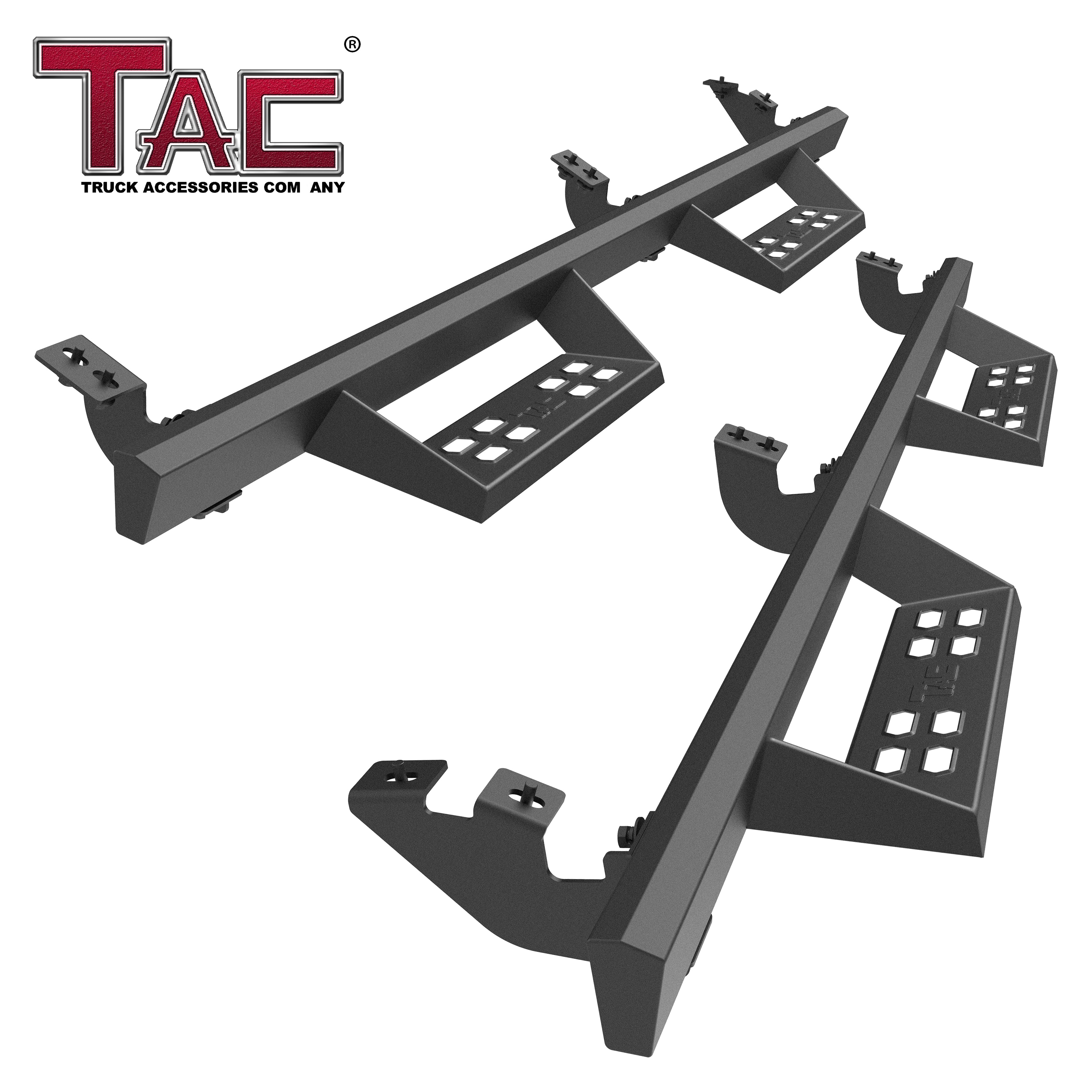TAC Sniper Running Boards Compatible with 2005-2023 Toyota Tacoma Double Cab Truck Pickup 4" Drop Fine Texture Black Side Steps Nerf Bars Rock Slider Armor Off-Road Accessories (2pcs)