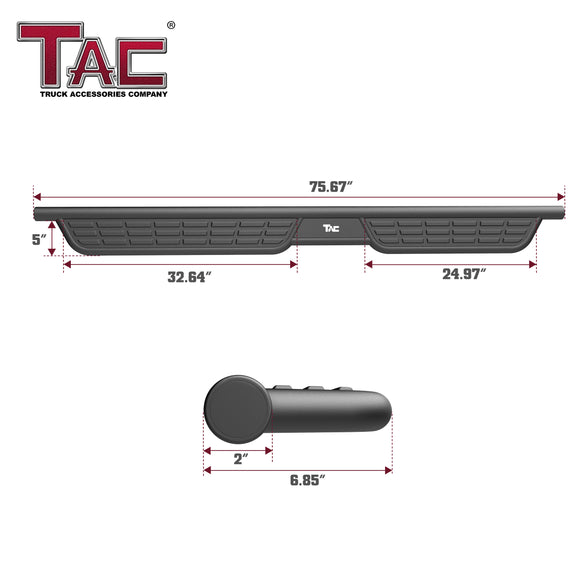 TAC Summit Running Boards Compatible with 2024-2025 Toyota Tacoma Double Cab| Side Steps| Nerf Bars| Step Rails| Pickup Truck Off-Road Exterior Accessories| Fine Texture Black (2pcs)