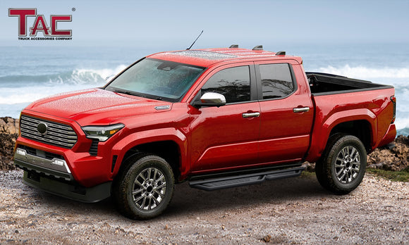TAC Fort Running Boards Compatible with 2024-2026 Toyota Tacoma Double Cab |Side Steps |Nerf Bars |Off-Road Pickup Truck Exterior Accessories |Carbon Steel Fine Texutre Black 2PCS