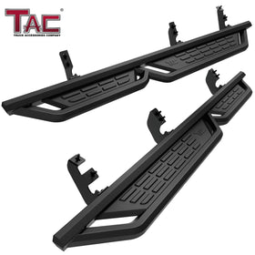 TAC Fort Running Boards Compatible with 2024-2026 Toyota Tacoma Double Cab |Side Steps |Nerf Bars |Off-Road Pickup Truck Exterior Accessories |Carbon Steel Fine Texutre Black 2PCS