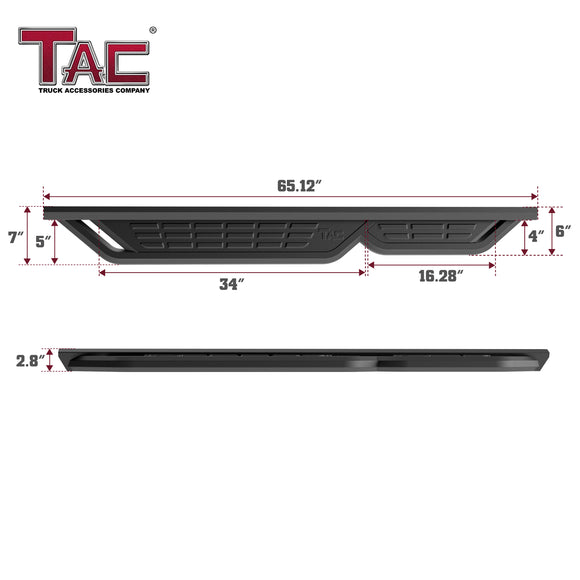 TAC Fort Running Boards Compatible with 2010-2024 4Runner (Exclude 10-13 SR5/10-24 Limited/20-21 Nightshade/22-24 TRD Sport) |Side Steps |Nerf Bars |Automotive Accessories |Carbon Steel Black 2PCS