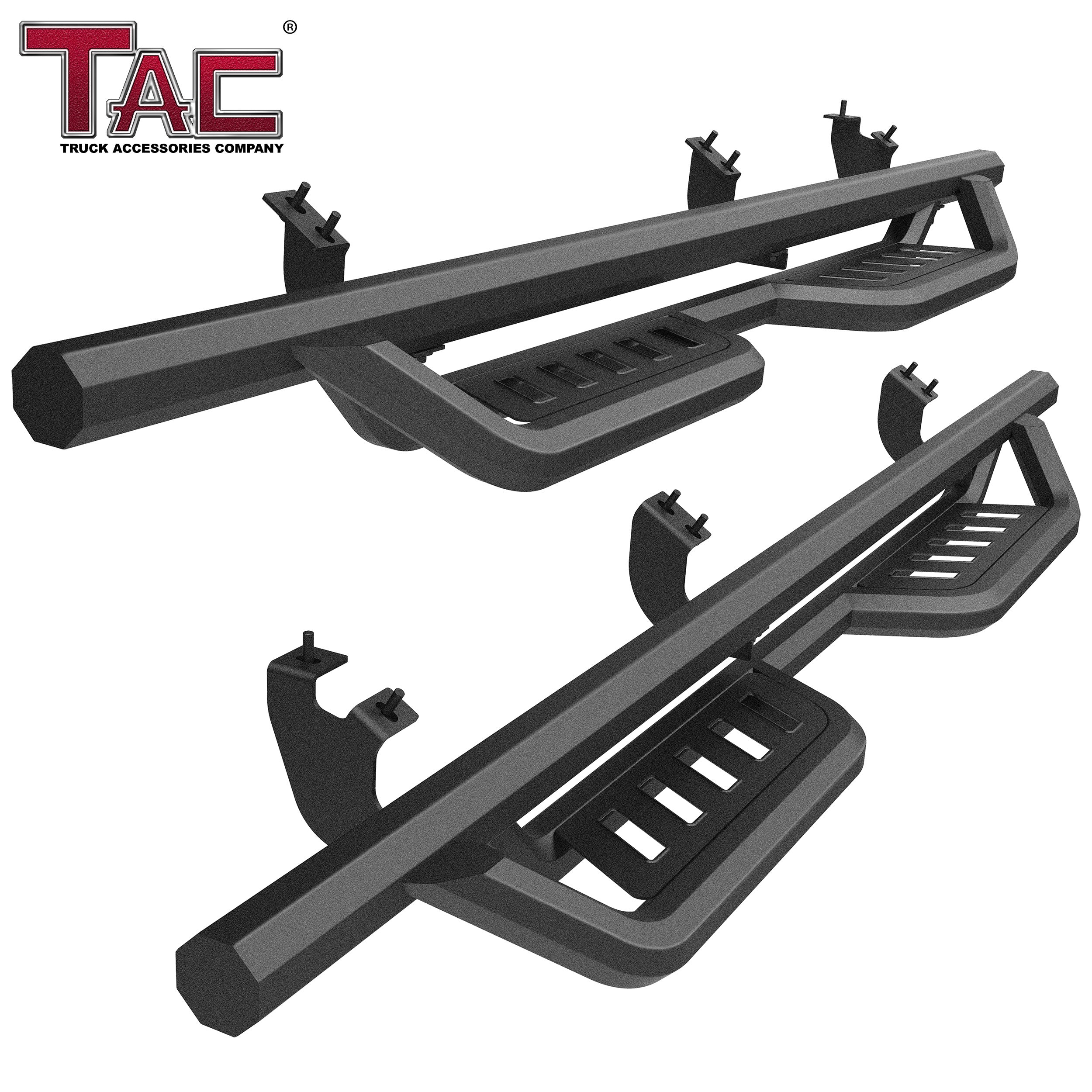 TAC Gen5 Running Boards Compatible with 2024-2025 Toyota Tacoma Double Cab (Incl. Hybrid Model)| 4"-Drop Side Steps Nerf Bars | Pickup Truck Off-Road Exterior Accessories | Fine Texture Black (2pcs)