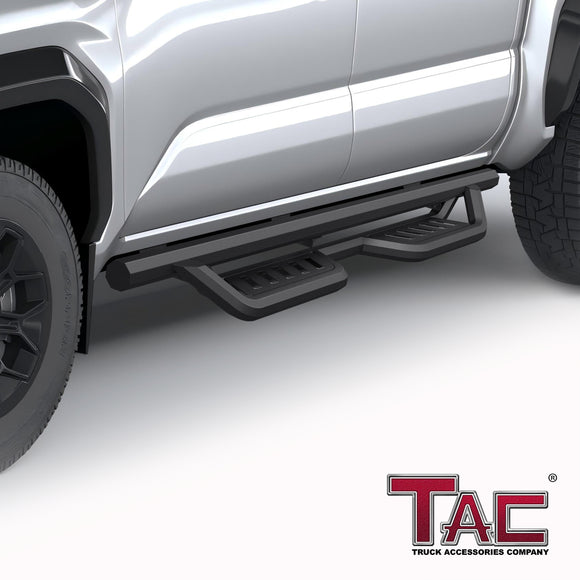 TAC Gen5 Running Boards Compatible with 2024-2025 Toyota Tacoma Double Cab (Incl. Hybrid Model)| 4"-Drop Side Steps Nerf Bars | Pickup Truck Off-Road Exterior Accessories | Fine Texture Black (2pcs)