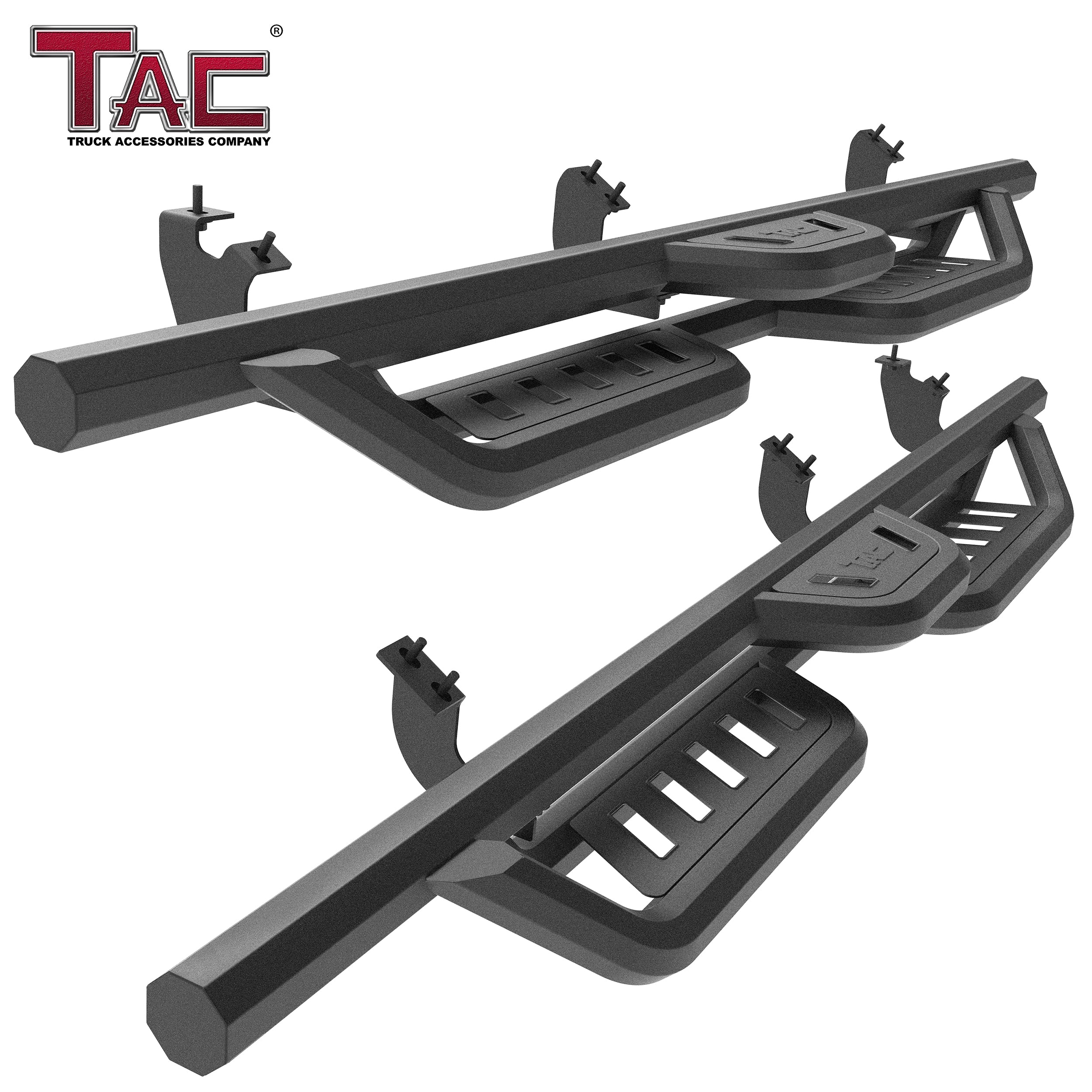 TAC Gen5HD Running Boards W/T 4"-Drop Compatible with 2024-2025 Toyota Tacoma Double Cab (Incl. Hybrid Model) Truck| Side Steps| Nerf Bar| Two-Stair| 2 pcs