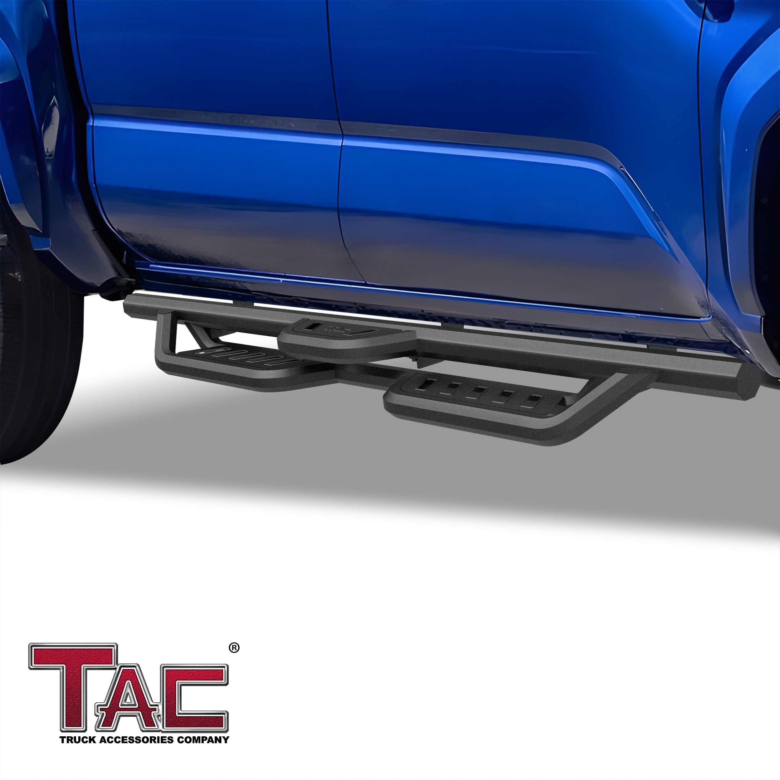 TAC Gen5HD Running Boards W/T 4"-Drop Compatible with 2024-2025 Toyota Tacoma Double Cab (Incl. Hybrid Model) Truck| Side Steps| Nerf Bar| Two-Stair| 2 pcs