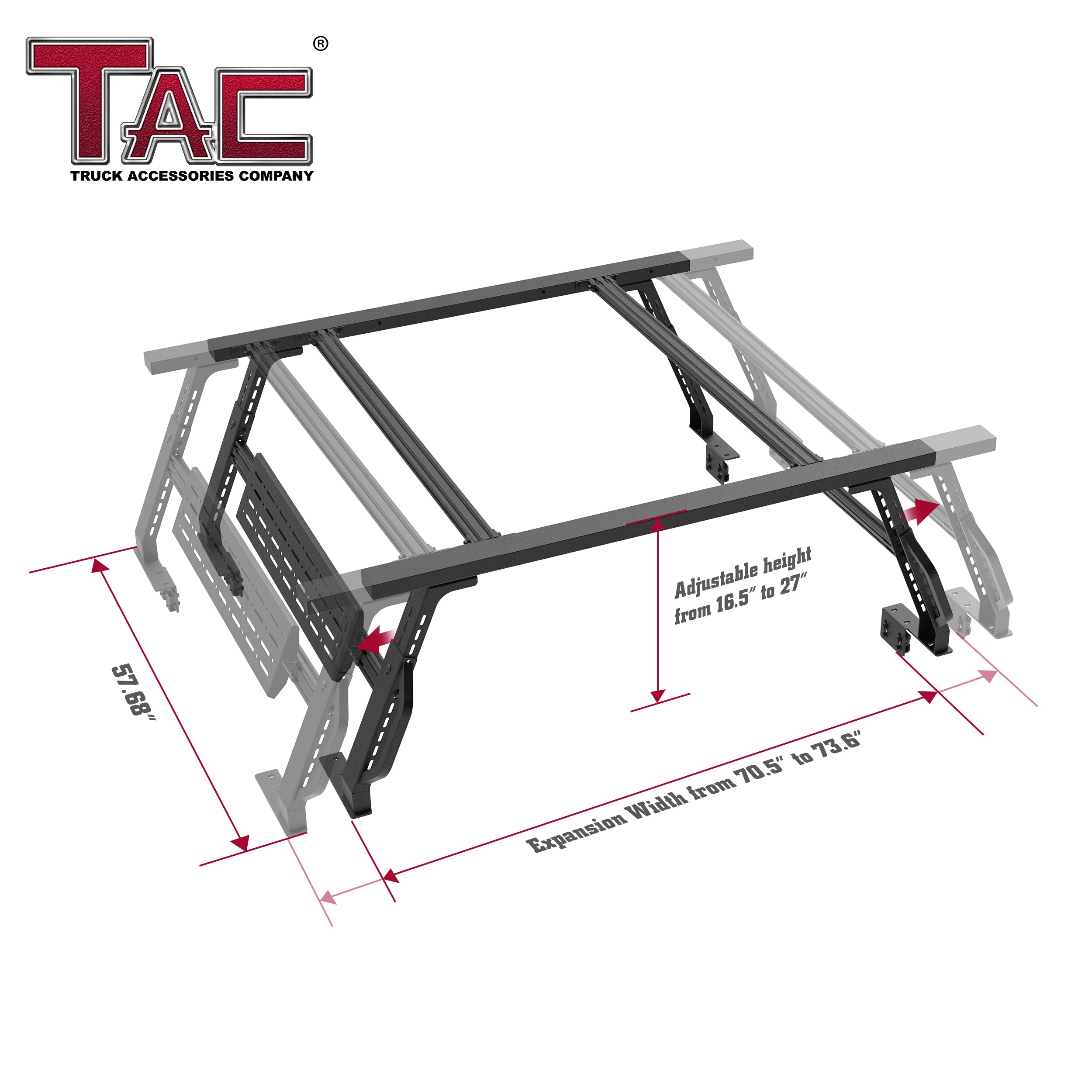 TAC Truck Bed Ladder Roof Top Cargo Rack Platform Extension Fits Universal 5-FEET Truck Bed Canoe Bike Kayak Snowboard Luggage Upper Storage Carrier Outdoors Overland Off Road Accessories