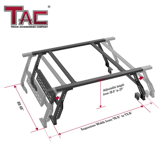 TAC Universal 6-FEET Truck Bed Rack Ladder Roof Top Cargo Rack Platform Extension Canoe Bike Kayak Snowboard Luggage Upper Storage Carrier Outdoors Overland Off Road Accessories