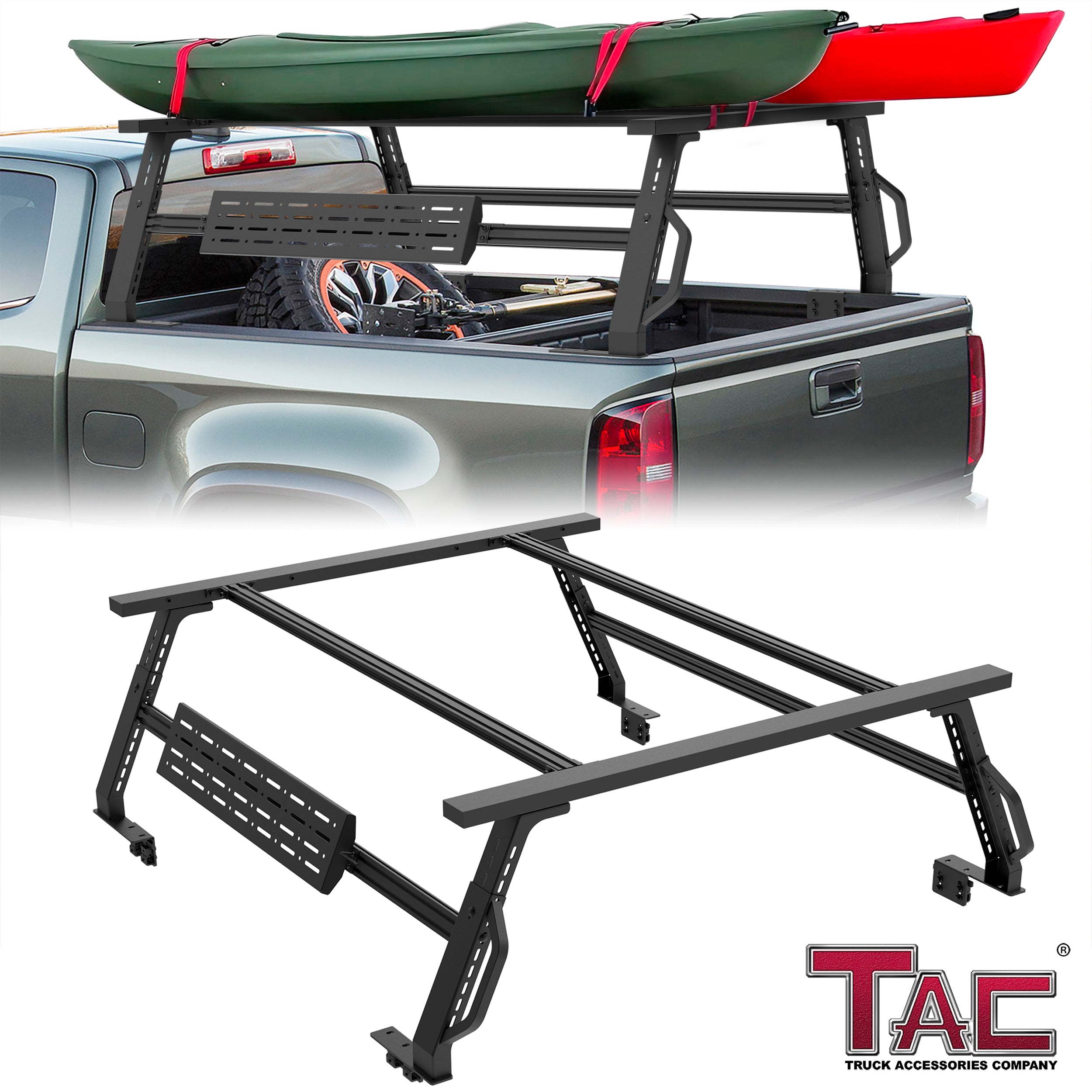 TAC Universal 6-FEET Truck Bed Rack Ladder Roof Top Cargo Rack Platform Extension Canoe Bike Kayak Snowboard Luggage Upper Storage Carrier Outdoors Overland Off Road Accessories