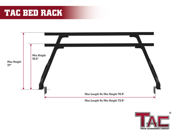 TAC Universal 6-FEET Truck Bed Rack Ladder Roof Top Cargo Rack Platform Extension Canoe Bike Kayak Snowboard Luggage Upper Storage Carrier Outdoors Overland Off Road Accessories