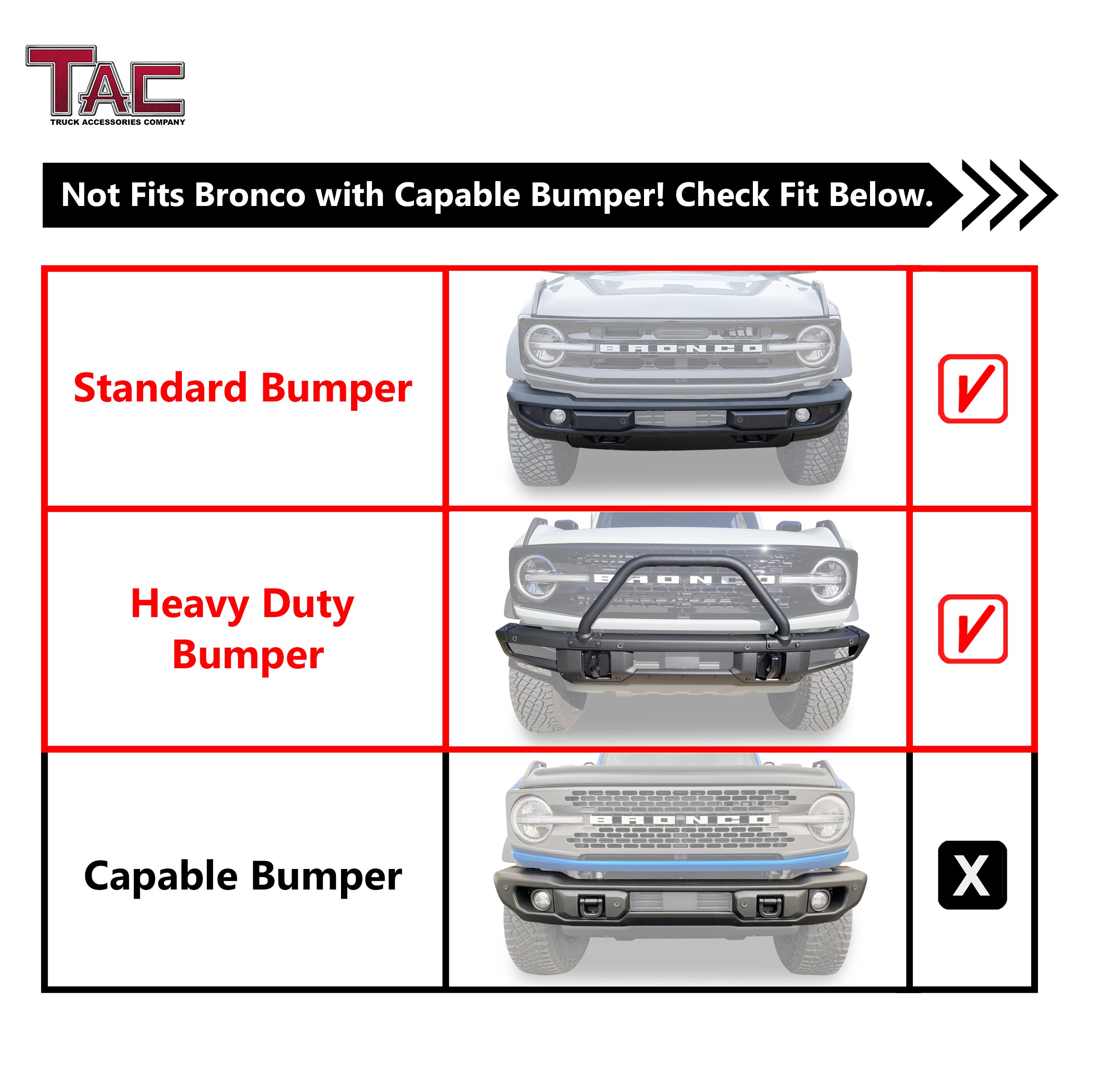 TAC Bull Bar for 2021-2025 Ford Bronco SUV 3" Black Front Bumper Grille Guard Brush Guard Rock Armor Front Protection Accessories