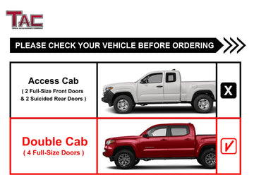 TAC Rocker Running Boards Compatible With 2005-2023 Toyota Tacoma Double Cab| Side Steps| Nerf Bars| Step Bars| Step Rails| Rock Sliders| Carbon Steel| Pickup Truck Accessories| Fine Texture Black (2 PCS) - 0