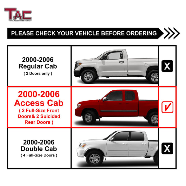 TAC Side Steps fit 2000-2006 Toyota Tundra Access Cab 3" Black Side Bars Nerf Bars Step Rails Running Boards Off Road Automotive Exterior Accessories (2 Pieces Running Boards)