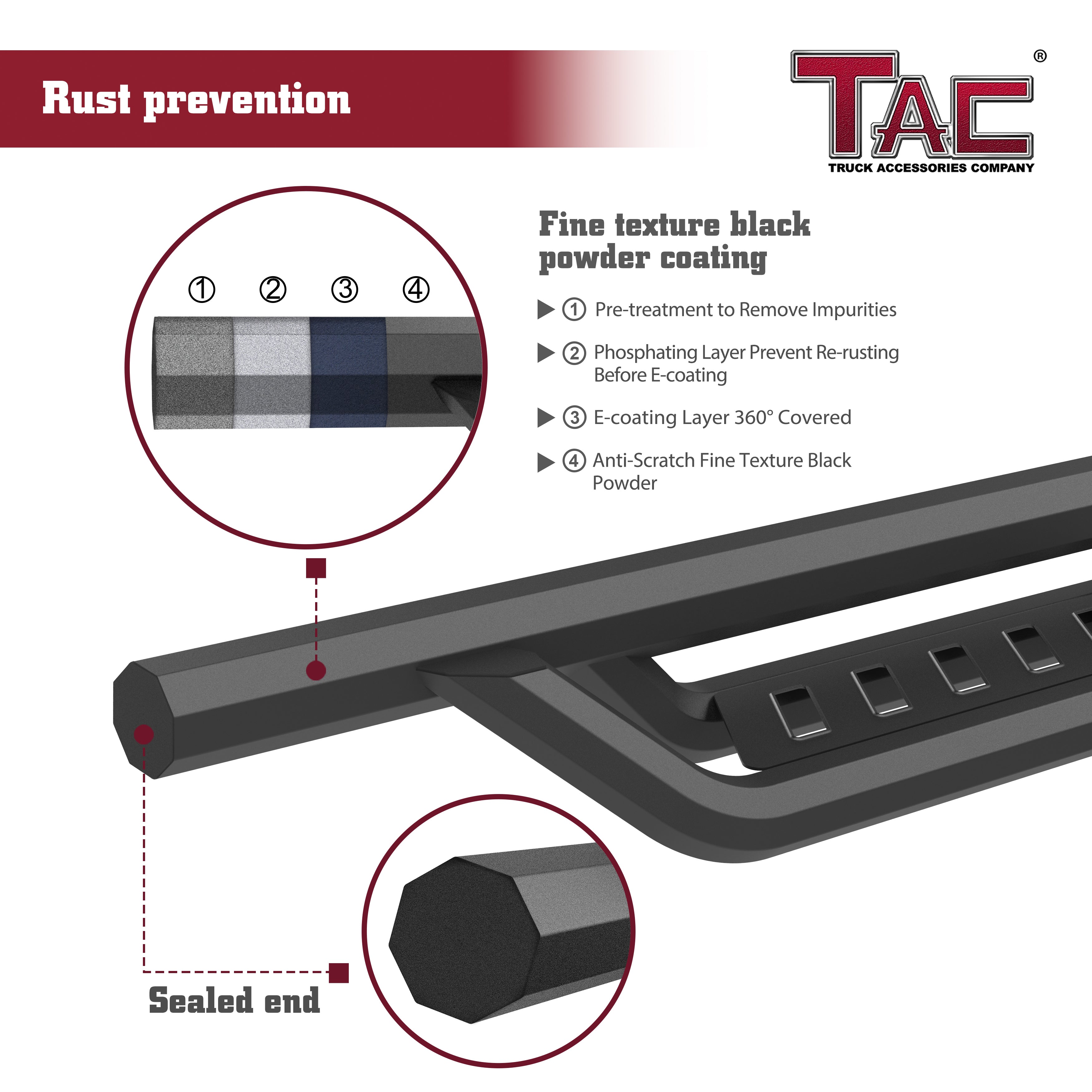 TAC Gen5HD Running Boards W/T 4"-Drop Compatible with 2024-2025 Toyota Tacoma Double Cab (Incl. Hybrid Model) Truck| Side Steps| Nerf Bar| Two-Stair| 2 pcs