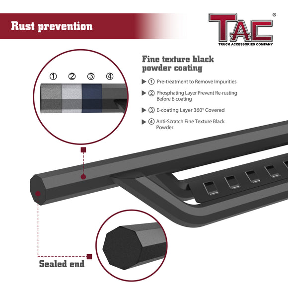 TAC Gen5HD Running Boards W/T 4"-Drop Compatible with 2015-2026 F150 Supercrew Cab| 2022-2026 F150 Lightning EV Supercrew Cab|2017-2026 Super Duty Crew Cab| Side Steps| Nerf Bar| Two-Stair| 2 pcs