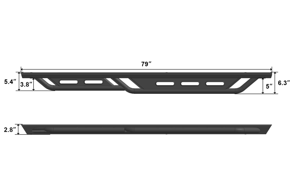 BCTA Fit 3-Bar Side Steps For 2005-2023 Toyota Tacoma Double Cab - Black Running Boards