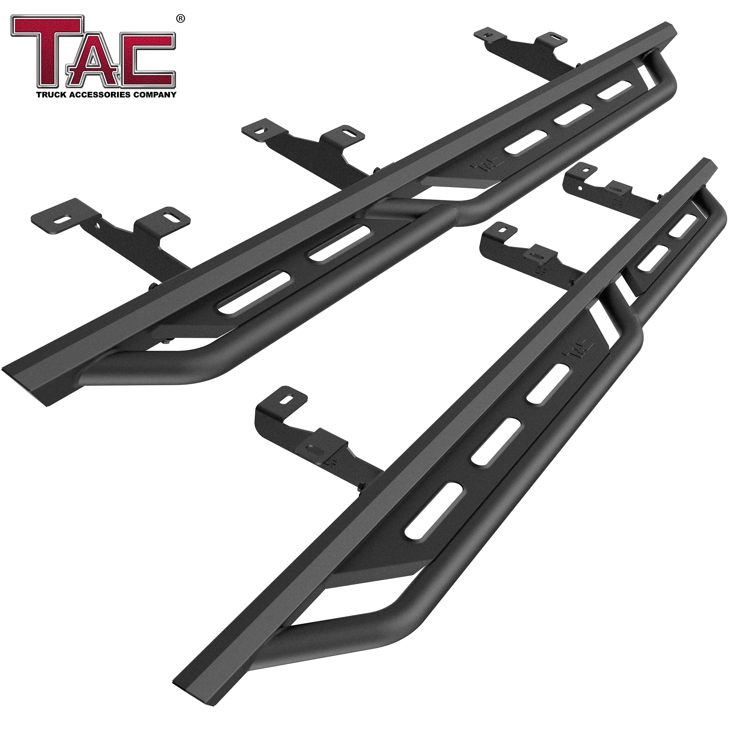 TAC Running Boards Fit 2022-2024 Rivian R1S R1T Side Steps Nerf Bars Rock Slider Armor Pickup Truck Off-Road Accessories Fine Texture Black (2pcs)