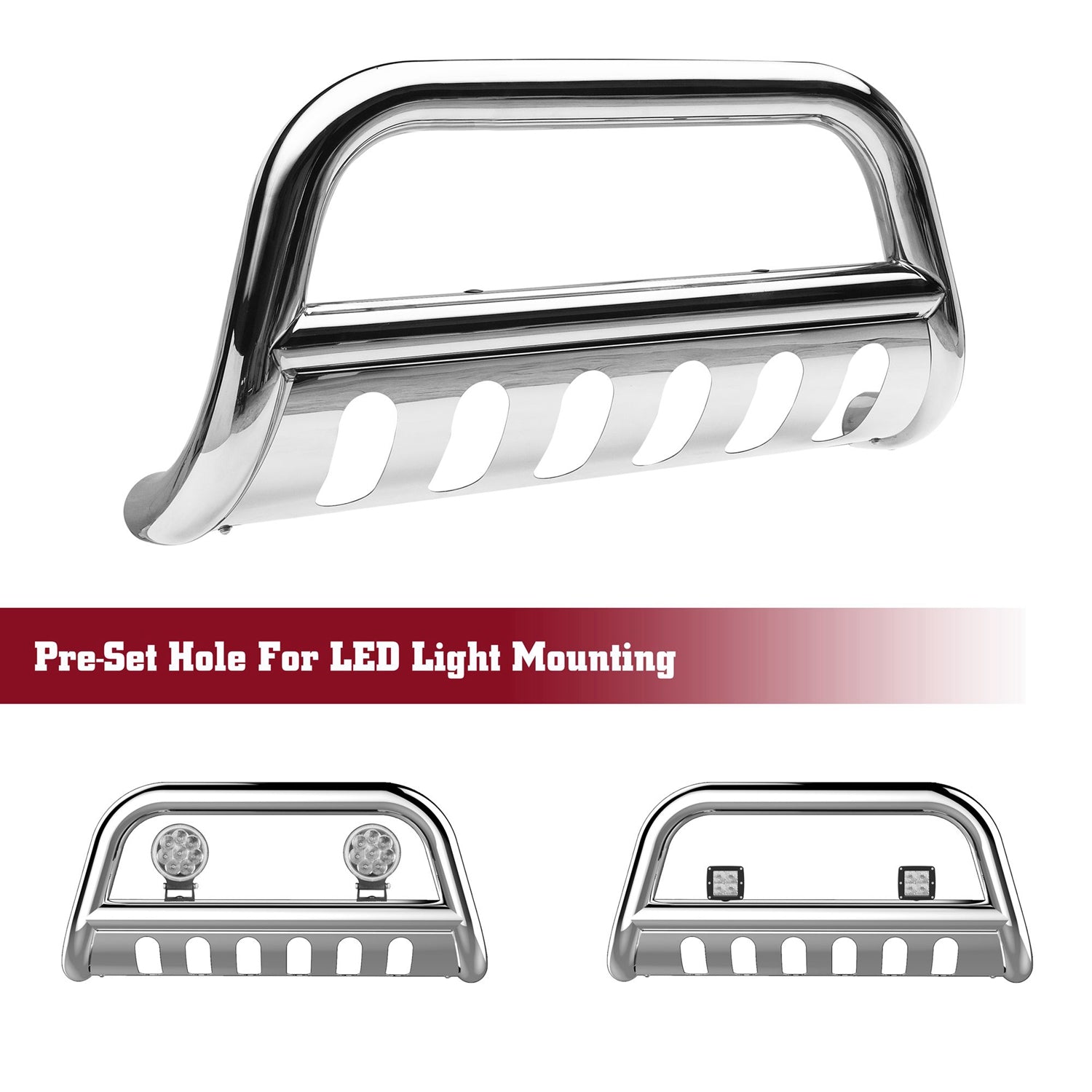 TAC Stainless Steel 3" Bull Bar for 2019-2023 Ford Ranger Truck Front Bumper Brush Grille Guard Nudge Bar