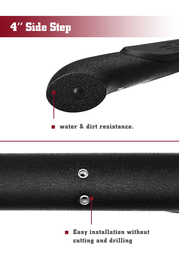 TAC 4" Side Steps for 2005-2023 Toyota Tacoma Double Cab Truck | Running Boards | Nerf Bars | Side Bars| Heavy Texture Black