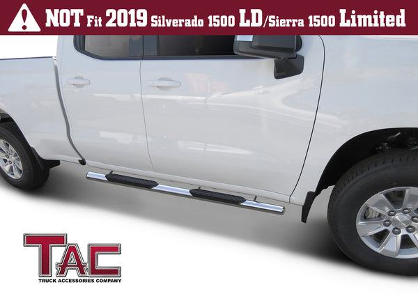 TAC Stainless Steel 4" Side Steps for 2019-2024 Chevy Silverado/GMC Sierra 1500 | 2020-2024 Chevy Silverado/GMC Sierra 2500/3500 Double Cab Truck | Running Boards | Nerf Bars | Side Bars