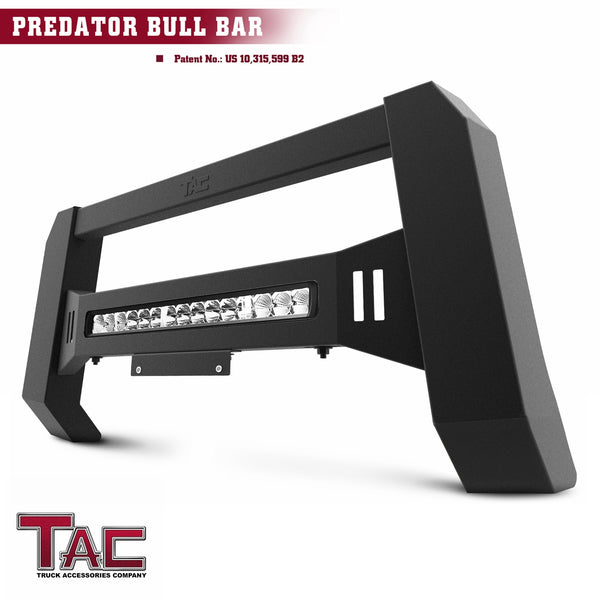 TAC Predator Modular Bull Bar with LED Light For 2007-2018 Chevy Silverado 1500 / GMC Sierra 1500 Truck Front Bumper Brush Grille Guard Nudge Bar