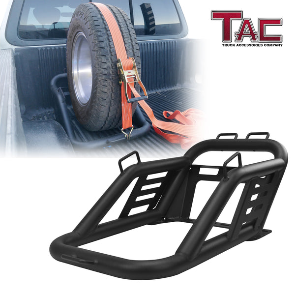 TAC Universal Spare Tire Carriers Heavy Duty Pickup Truck Spare Tire Mount Allows Use of 40inch Spare Tire Fine Textured Black