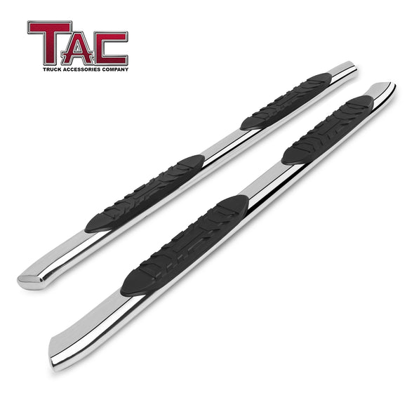 TAC Stainless Steel 5" Oval Bend Side Steps For 2019-2025 Chevy Silverado/GMC Sierra 1500 Crew Cab | 2020-2025 Silverado/GMC Sierra 2500/3500 Crew Cab Truck | Running Boards | Nerf Bar | Side Bar