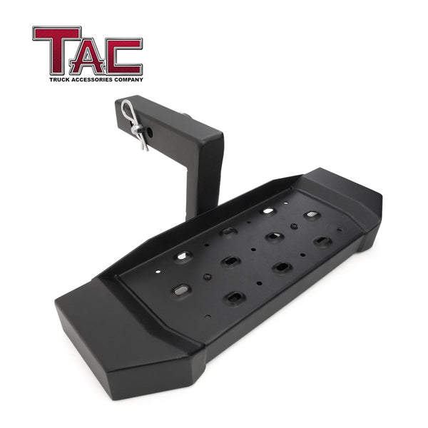 TAC Hitch Step Compatible with 2" Rear Hitch Receiver 6.5" Width With 6" Drop SUV Pickup Truck Van Bumper Protector Universal Aluminum Black (Hitch Pin and Clip included)
