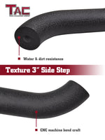 TAC Heavy Texture Black 3"  Side Steps For 2019-2023 Chevy Silverado/GMC Sierra 1500 | 2020-2024 Chevy Silverado/GMC Sierra 2500/3500 Crew Cab Truck | Side Bars | Nerf Bars