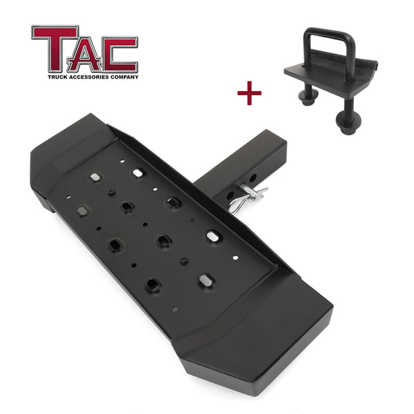 TAC Hitch Step Compatible with 2" Rear Hitch Receiver 6.5" Width SUV Pickup Truck Van Bumper Protector Universal Aluminum Black (Hitch Pin and Clip included)