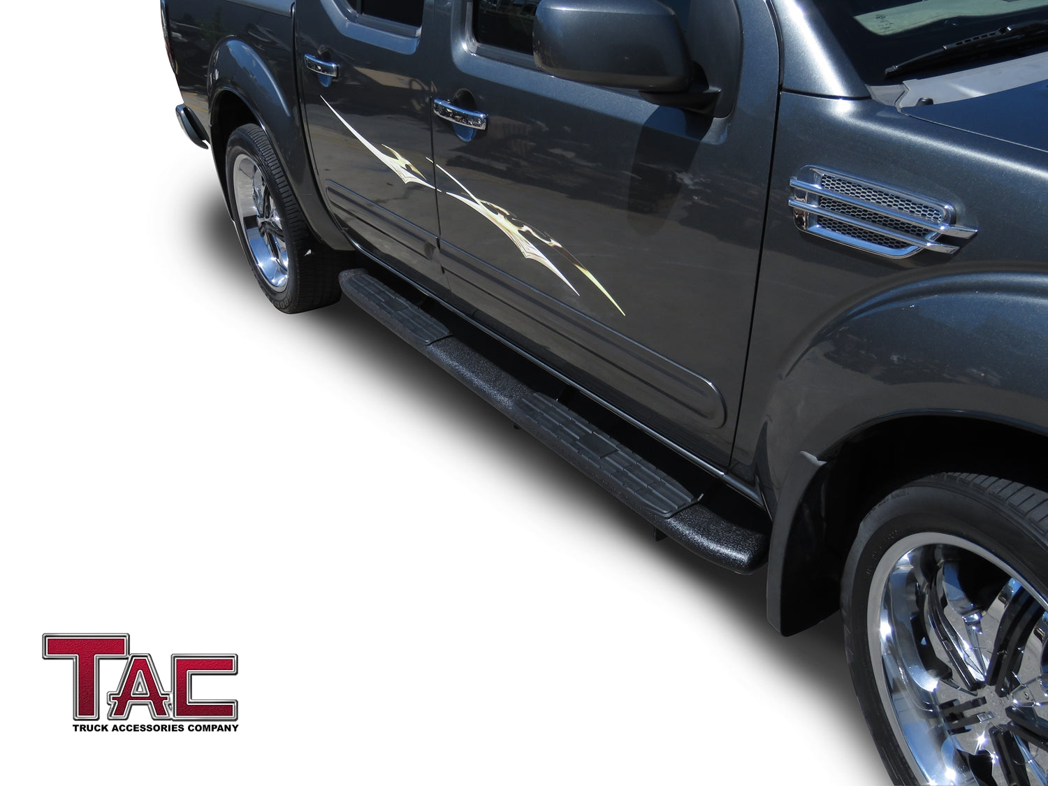 TAC Heavy Texture Black PNC Side Steps For 2005-2025 Nissan Frontier Crew Cab Truck | Running Boards | Nerf Bar | Side Bar