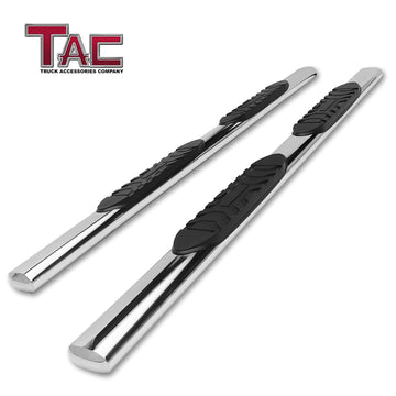 TAC Stainless Steel 5" Oval Straight Side Steps For 2009-2018 Dodge Ram 1500 Crew Cab (Incl. 2019-2023 Ram 1500 Classic) / 2010-2023 Dodge Ram 2500/3500/4500/5500 Crew Cab (Incl. Chassis Cab Diesel models) | Running Boards | Nerf Bar | Side Bar