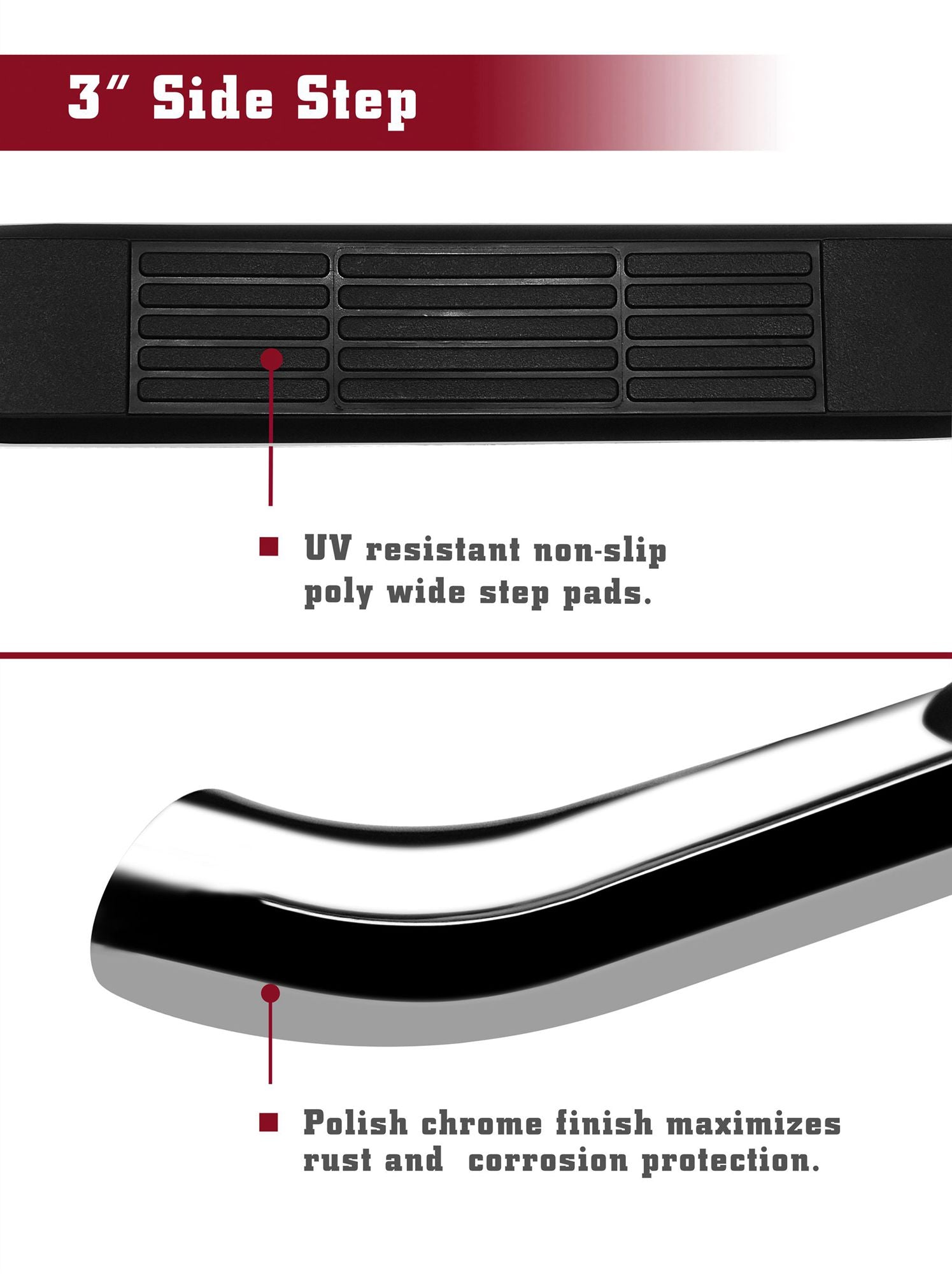 TAC 3" Stainless Steel Side Steps Compatible with 2019-2023 Ford Ranger Super Cab| Running Boards| Side Bars| Step Rails| Nerf Bars| Rocker Slider| Pickup Truck Accessories (2 PCS)
