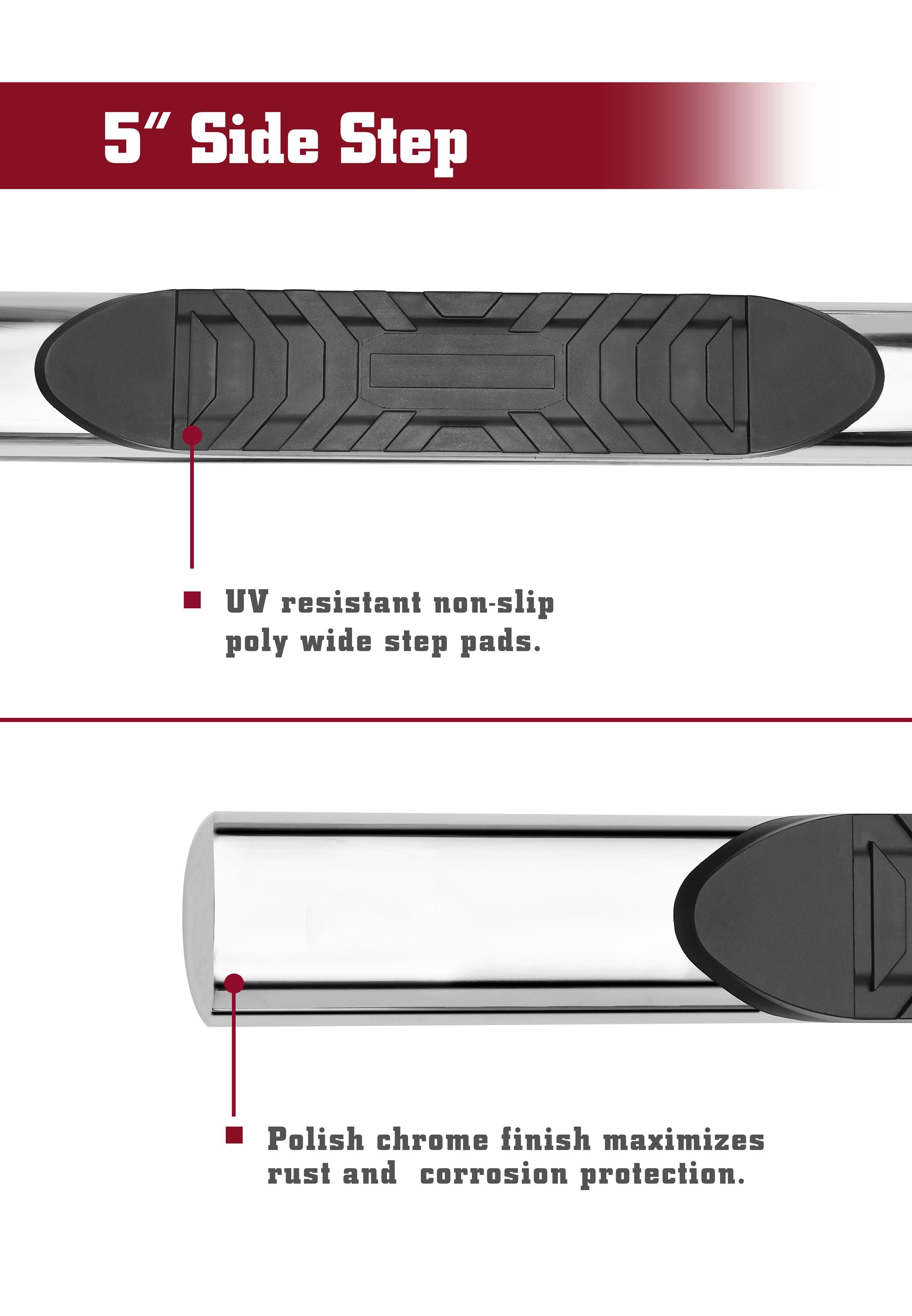 TAC Stainless Steel 5" Oval Straight Side Steps For 2019-2025 Dodge Ram 1500 Quad Cab (Excl. 19-24 RAM 1500 Classic) | Running Boards | Nerf Bar | Side Bar