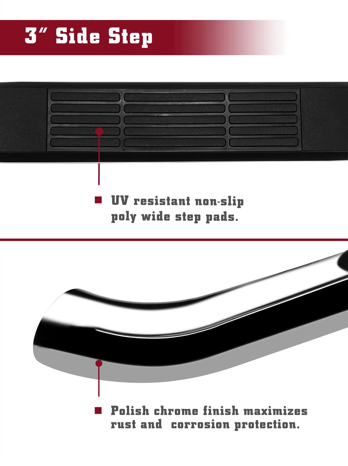 TAC 3" Stainless Steel Side Steps Compatible with 2005-2025 Nissan Frontier Crew Cab / 2005-2012 Suzuki Equator Crew Cab| Running Boards| Side Bars| Step Rails| Nerf Bars| Rocker Slider| Pickup Truck Accessories (2 PCS)