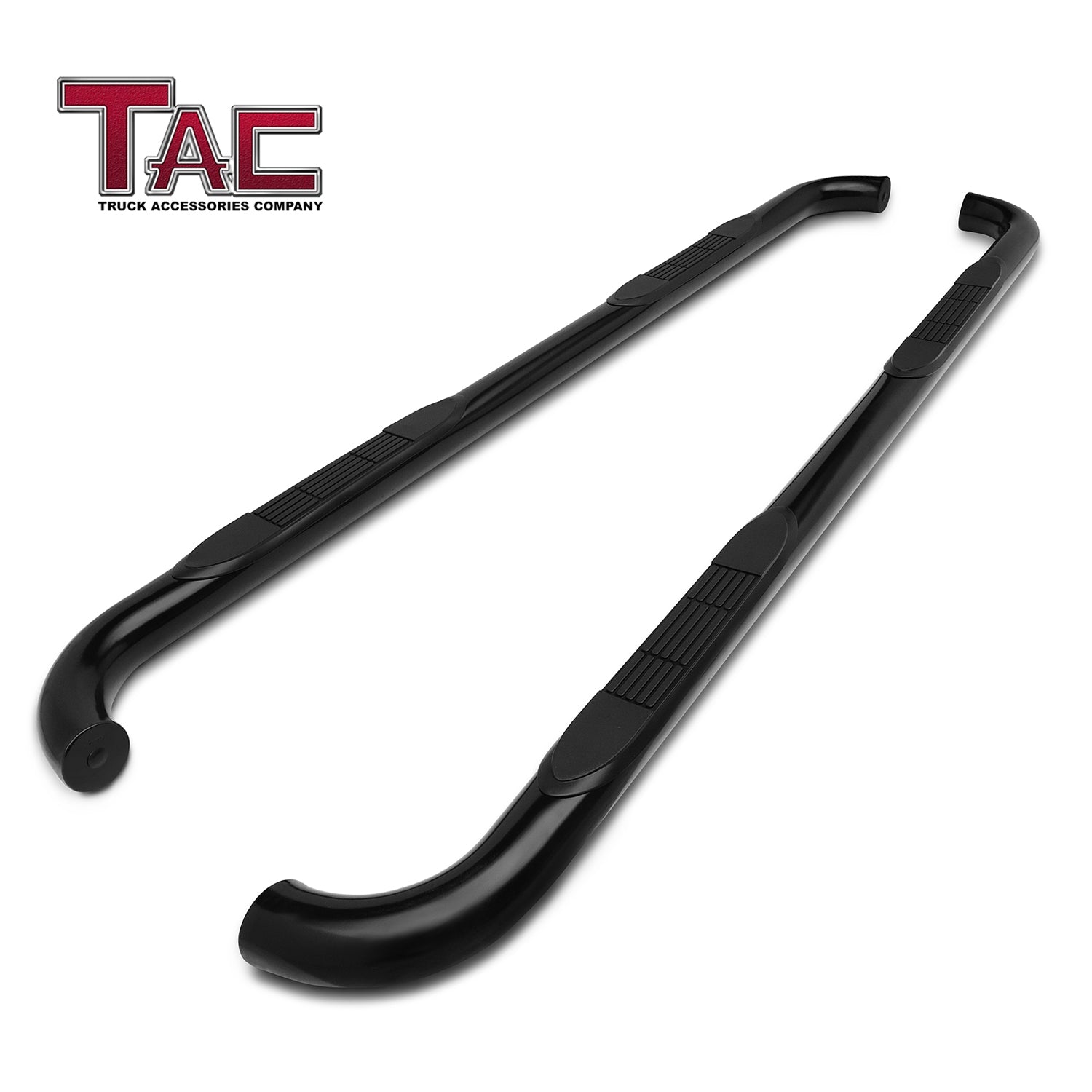 TAC 3" Gloss Black Side Steps Compatible with 2019-2025 Chevy Silverado/GMC Sierra 1500 | 2020-2025 Chevy Silverado/GMC Sierra 2500/3500 Crew Cab| Running Boards| Side Bars| Step Rails| Nerf Bars| Rocker Slider| Pickup Truck Accessories (2 PCS)
