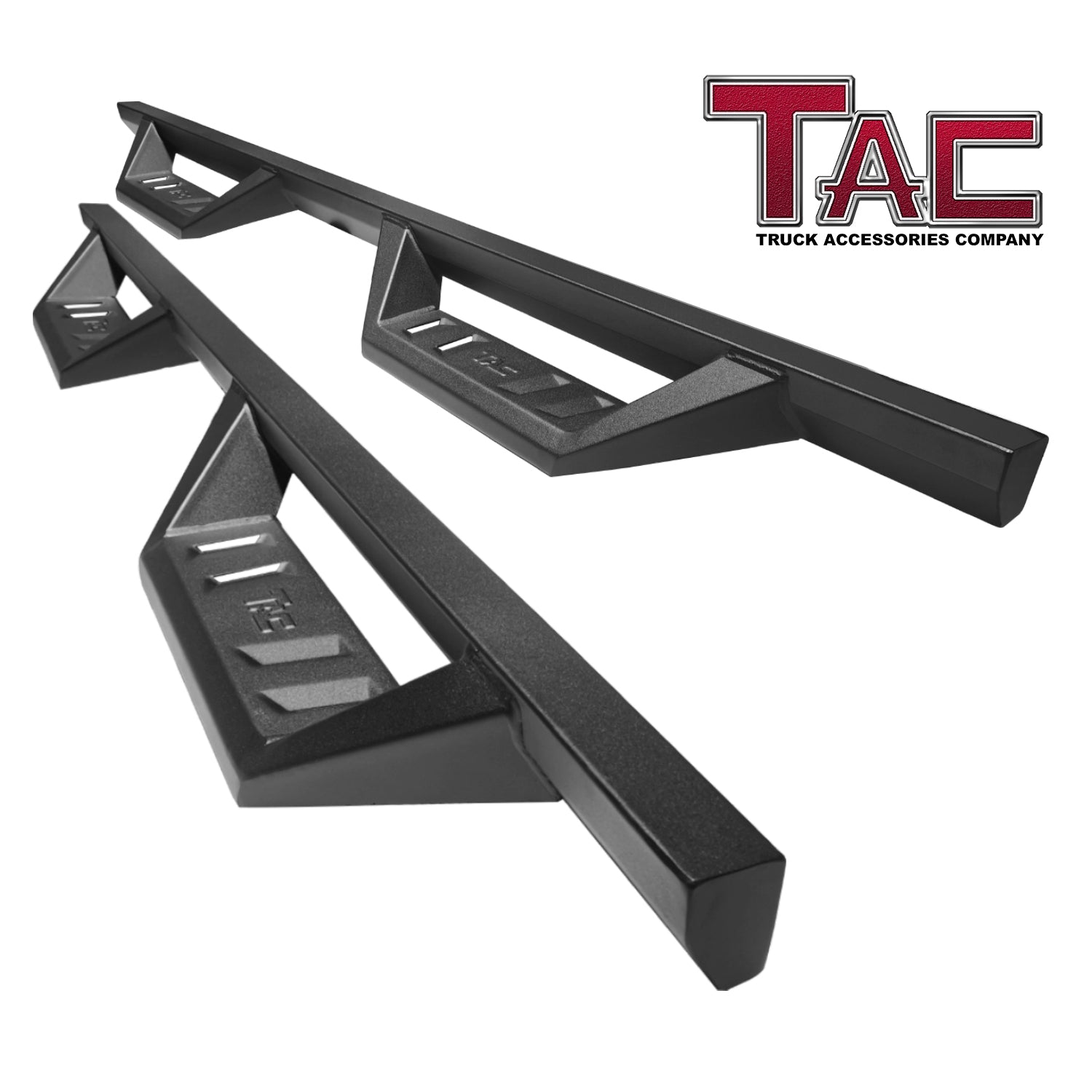 TAC Sidewinder Running Boards Fit 2007-2021 Toyota Tundra Double Cab 4" Drop Fine Texture Black Side Steps Nerf Bars Rock Slider Armor Off-Road Accessories (2pcs)