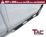 TAC Stainless Steel 5" Oval Bend Side Steps For 2019-2024 Chevy Silverado/GMC Sierra 1500 Double Cab | 2020-2024 Chevy Silverado/GMC Sierra 2500/3500 Double Cab | Running Boards | Nerf Bar | Side Bar