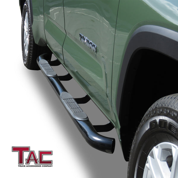 TAC Side Steps Running Boards Compatible with 2022-2024 Toyota Tundra Double Cab Truck Pickup 3'' Black Side Bars Nerf Bars Off Road Exterior Accessories 2Pcs