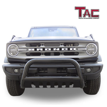 TAC Bull Bar for 2021-2026 Ford Bronco SUV 3" Black Front Bumper Grille Guard Brush Guard Rock Armor Front Protection Accessories - 0